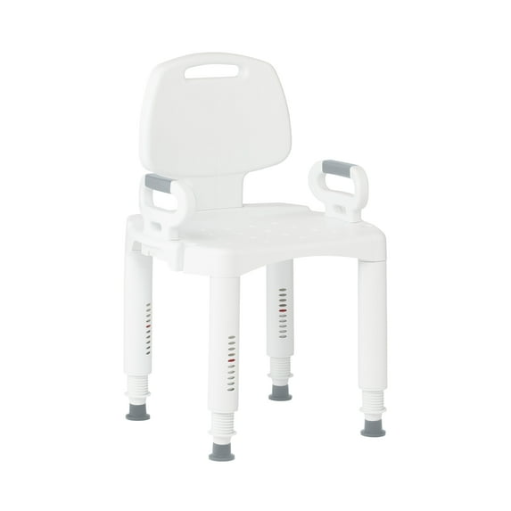 Medline Premium Series Plastic Shower Chair with Backrest - 350 lb. capacity, for Independent Adult, White