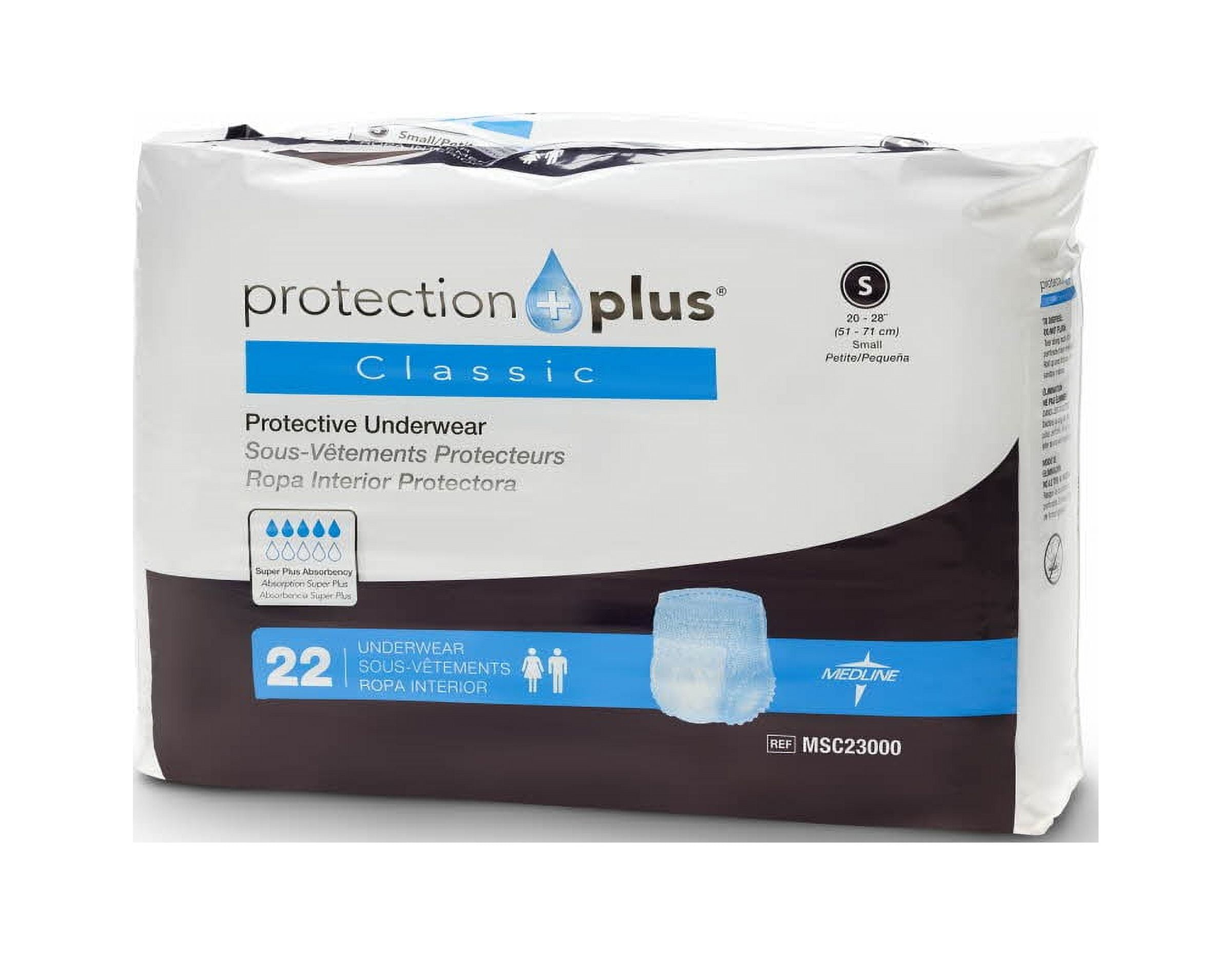 Medline Protection Plus Classic Disp Underwear M 80Ct