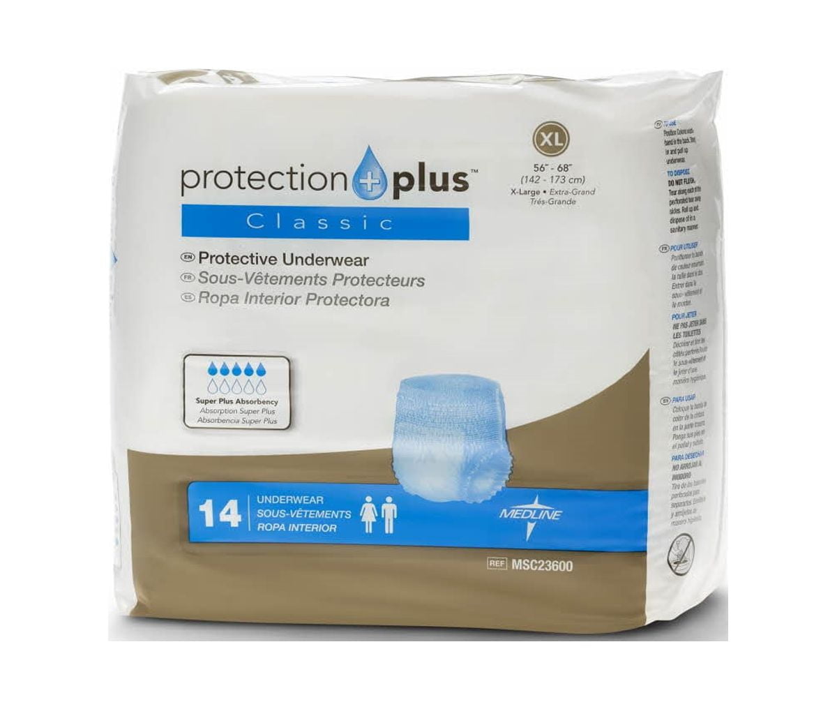 Medline Protection Plus Classic Super Plus Absorbency Underwear, XL ...