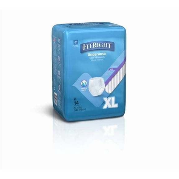 FitRight Incontinence Underwear for Men and Women, Adult Diapers, Super Absorbent, XL, 56in to 68in, 56 Count