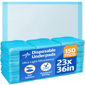 Medline Disposable Adult Bed Pads for Incontinence, Furniture, or Pets, Medium, Light Absorbency, 23 x 36in, 150 Count