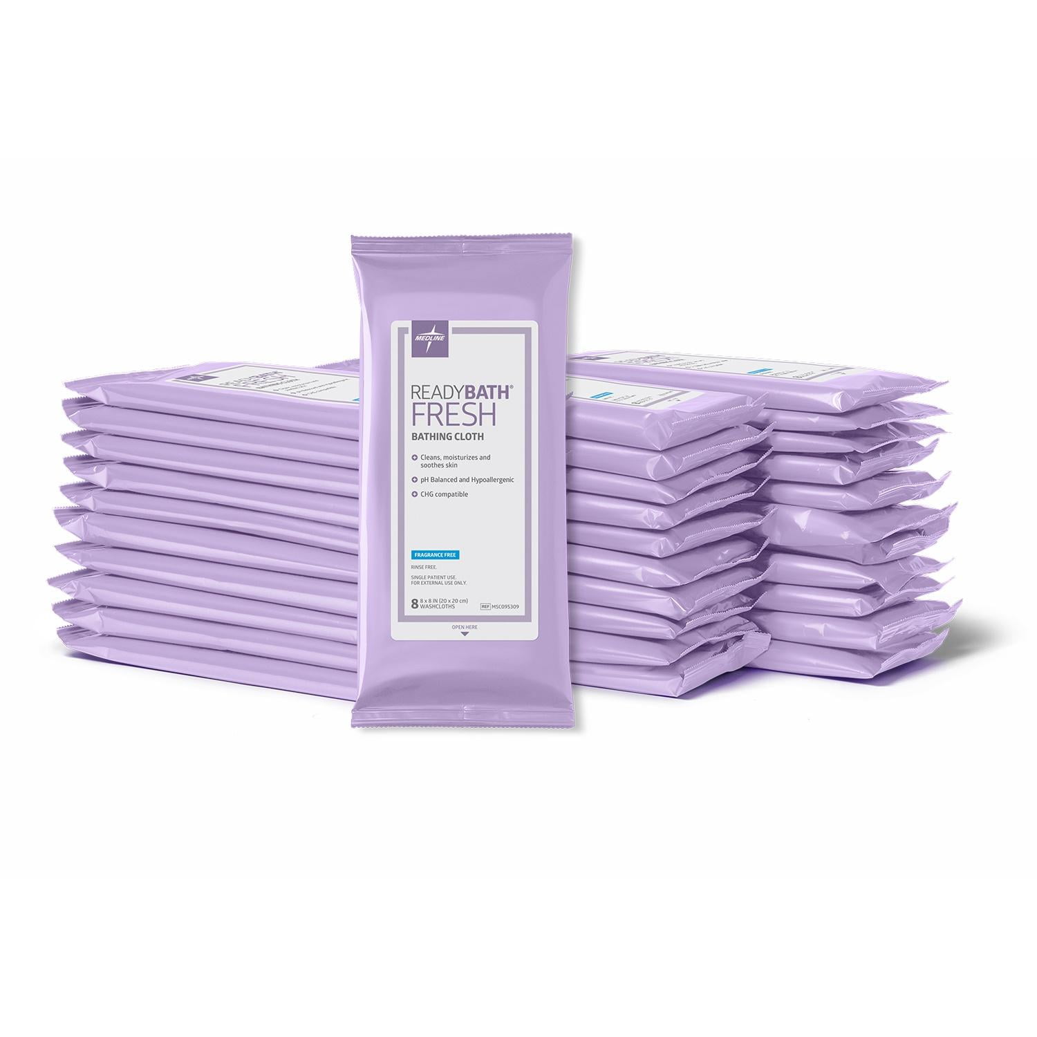 Medline ReadyBath Fresh Unscented Body Wipes, No-Rinse Bathing for