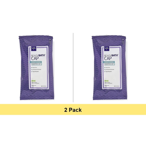 Medline ReadyBath Freshly Scented Rinse-Free Shampoo and Conditioning Cap - 2 Pack