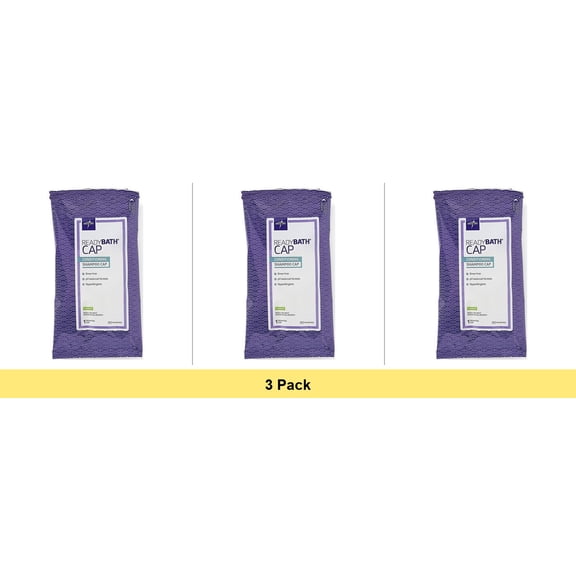 Medline ReadyBath Freshly Scented Rinse-Free Shampoo and Conditioning Cap - 3 Pack