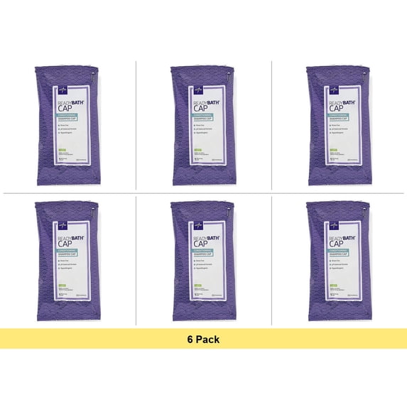 Medline ReadyBath Freshly Scented Rinse-Free Shampoo and Conditioning Cap - 6 Pack