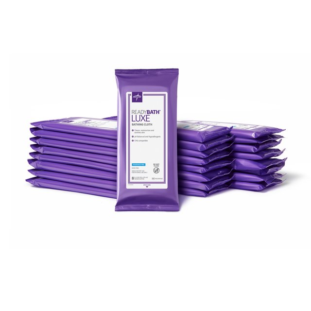 Medline ReadyBath LUXE Bath Wipes, Extra Thick, Unscented, Aloe Infused