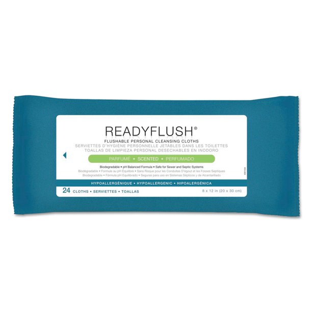 Medline Readyflush Biodegradable Flushable Wips, 8 X 12, 24/pack, 24