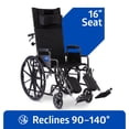 thumbnail image 1 of Medline Reclining Wheelchair with Removable Desk Arms, Elevating Legrests, 16-In Seat, 300 lb Weight Capacity, Black, 1 of 6