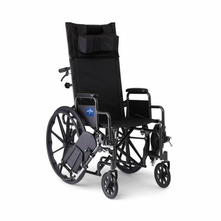 product image of Medline Reclining Wheelchair with 18" Wheels, Elevating Leg Rests, Supports up to 300 lbs, Black