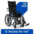 thumbnail image 1 of Medline Reclining Wheelchair with Removable Desk Arms and Elevating Legrests, 18-Inch Seat, 300 lb Capacity, Black, 1 of 6
