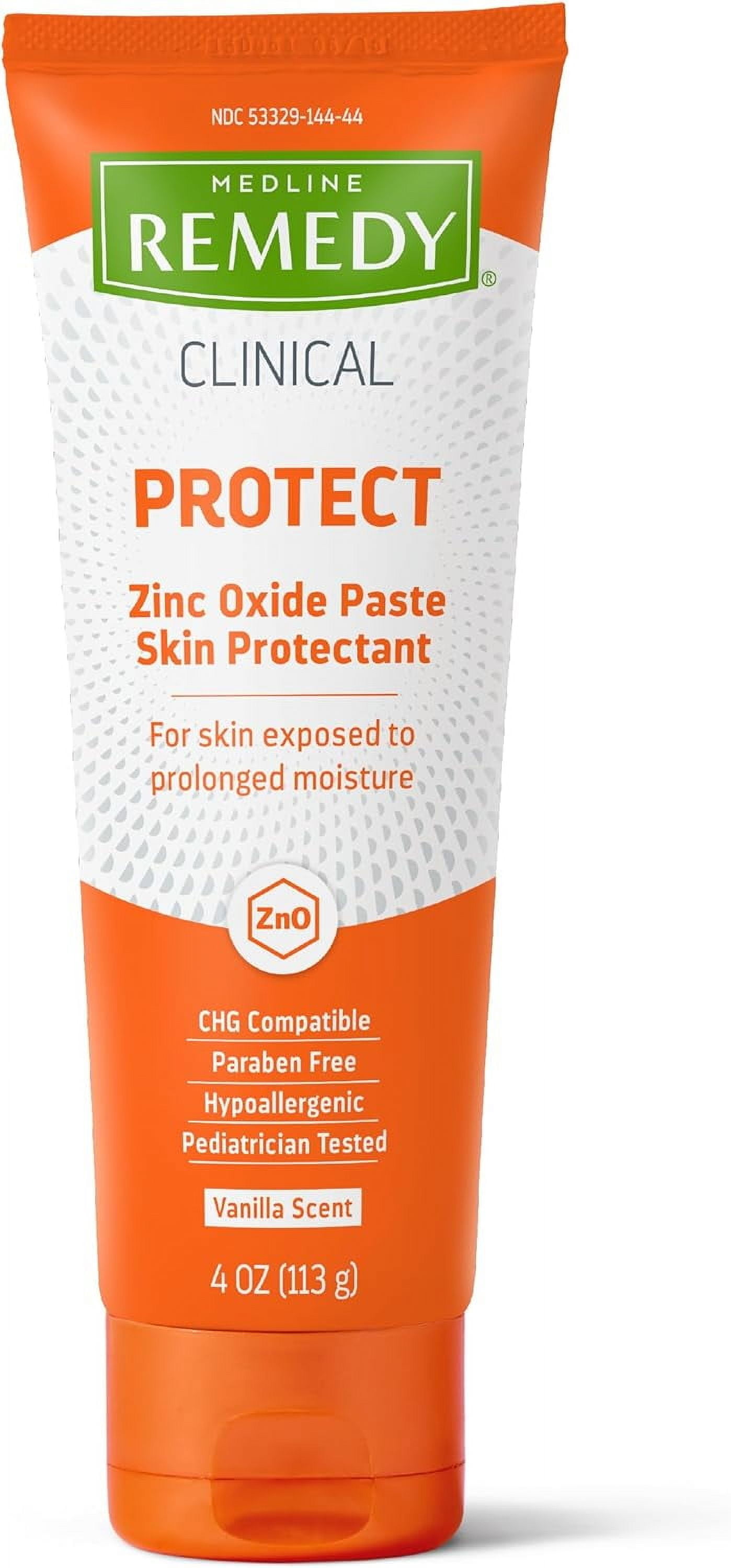 Medline Remedy CLINICAL Zinc Oxide Paste Skin Protectant (4 oz Tube), Vanilla Scent, Diaper Rash Cream, Incontinence Care, Wetness Protection, Paraben Free, Hypoallergenic, Adults, Children