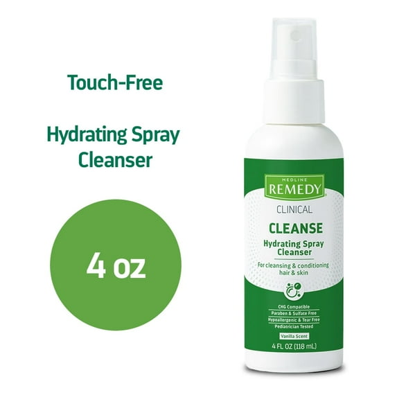 Medline Remedy Clinical No-Rinse Spray Cleanser, 4 oz, Vanilla Scent