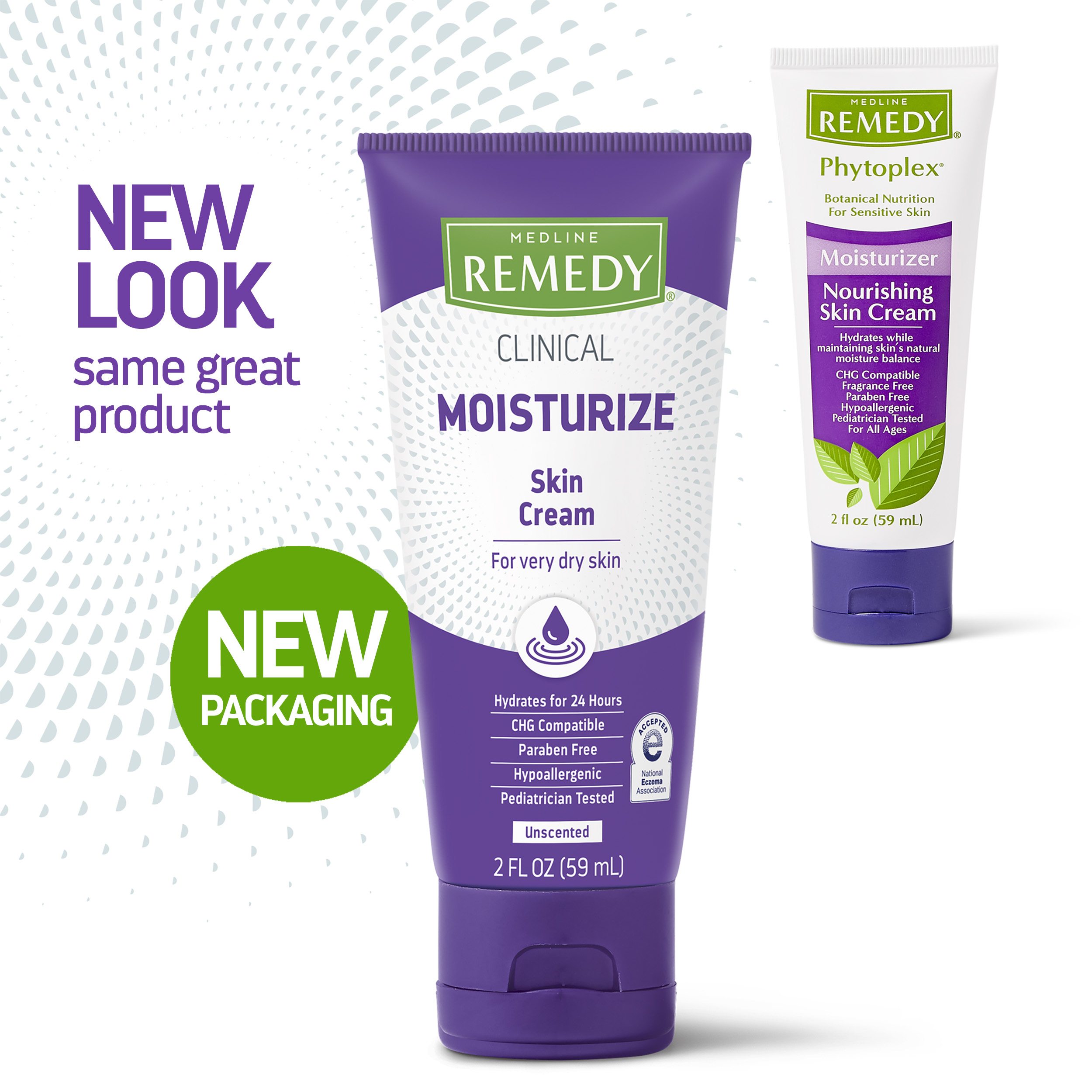 Medline Remedy Clinical Skin Cream Moisturizer, Unscented (2 fl oz), 24
