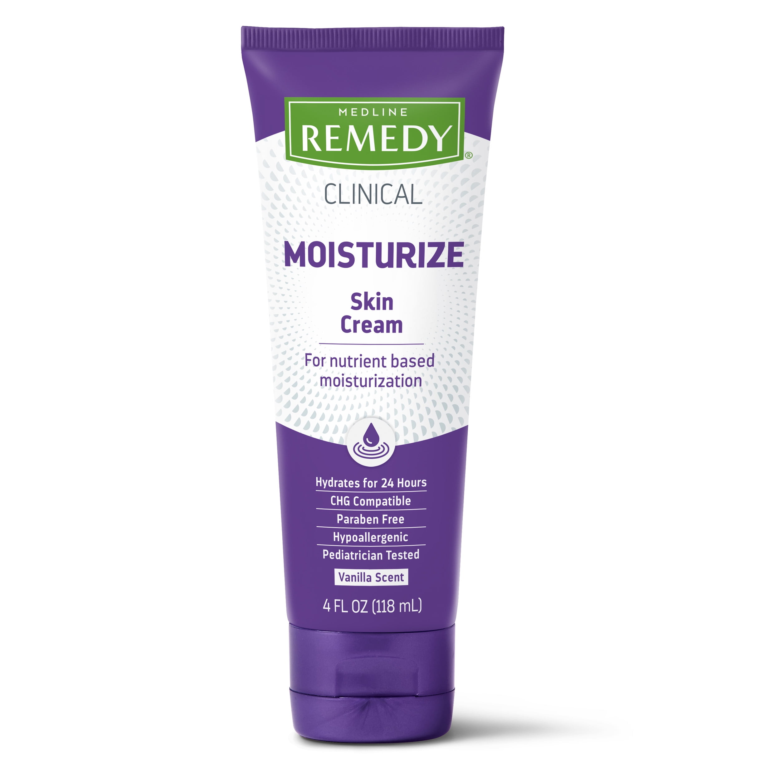 Medline Remedy Clinical Skin Cream, Vanilla Scent (4 fl oz), 12 Count, Moisturizing Face and Body Cream for All Ages