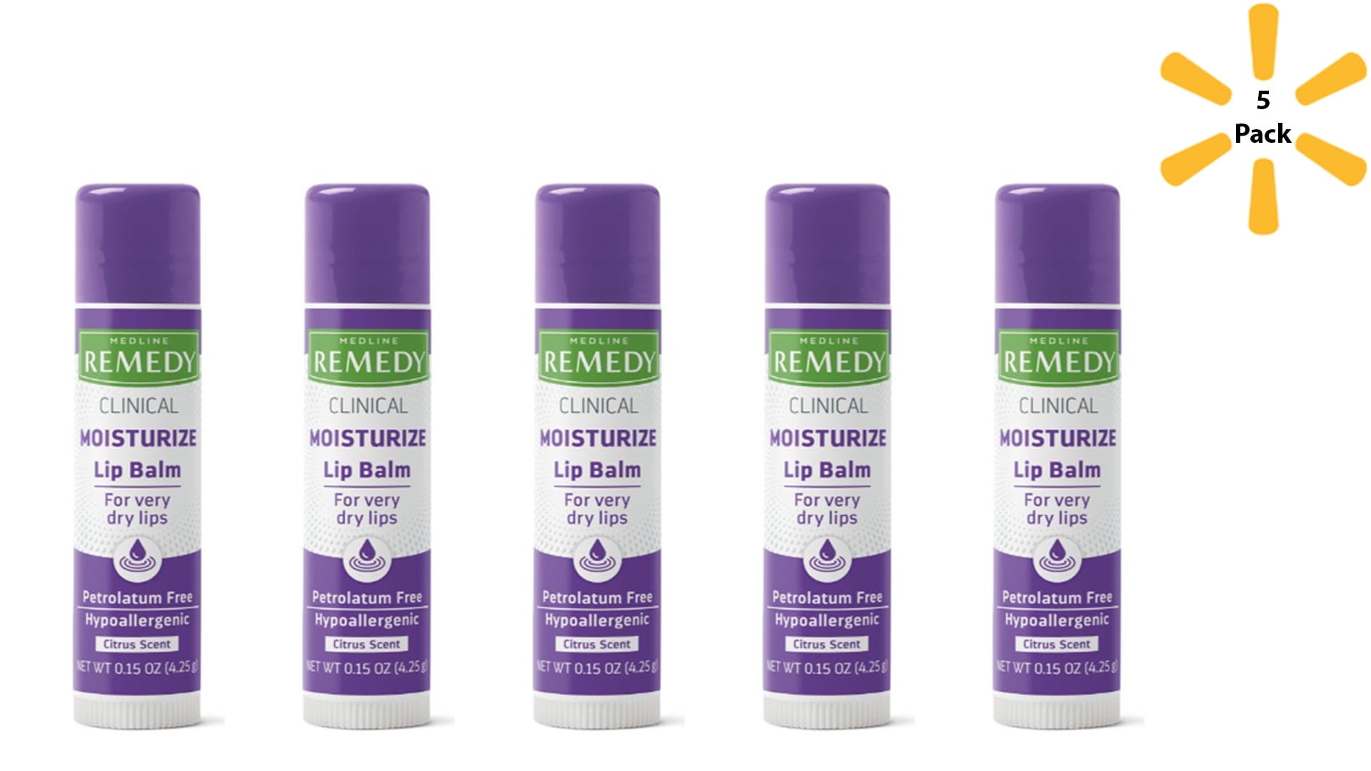 Medline Remedy Lip Balm 5-Pack - 0.15oz Each, Hypoallergenic & Unscented, MSC092LB15 4 thumbnail image