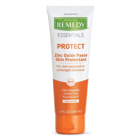Medline Remedy Essentials Zinc Oxide Skin Protectant Paste (4 oz Tube), Unscented