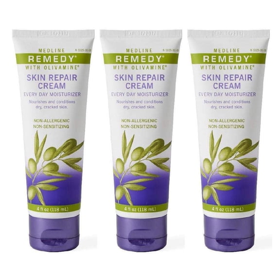 Medline Remedy Skin Repair Cream, Helps Protect and Relieve Dry, Itchy, Cracked and Inflamed Skin, 4 oz Tubes (3 Pack)