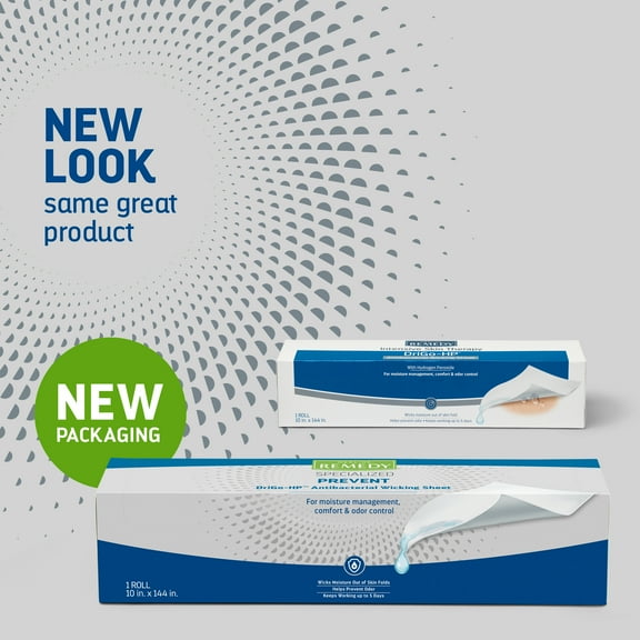 Medline Remedy Specialized DriGo-HP Antibacterial Unscented Wicking Sheets, 1 Roll (10 in. x 144 in.) Control Skinfold Moisture
