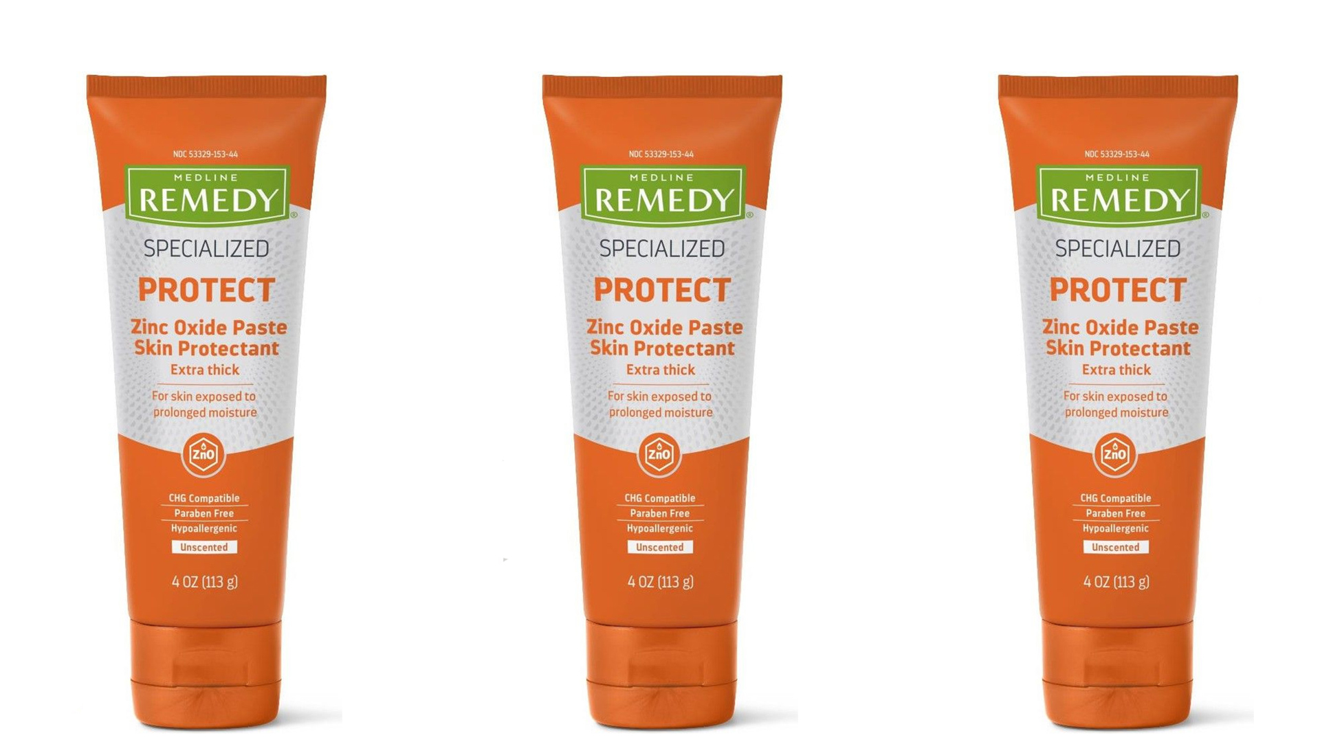 Medline Remedy Zinc Oxide Paste Skin Protectant Unscented 4oz, 3 Pack