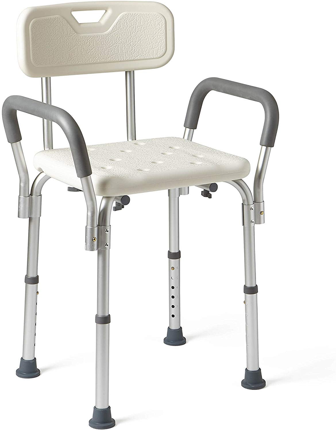 Adjustable Gray Plastic Shower Chair with Aluminum Frame