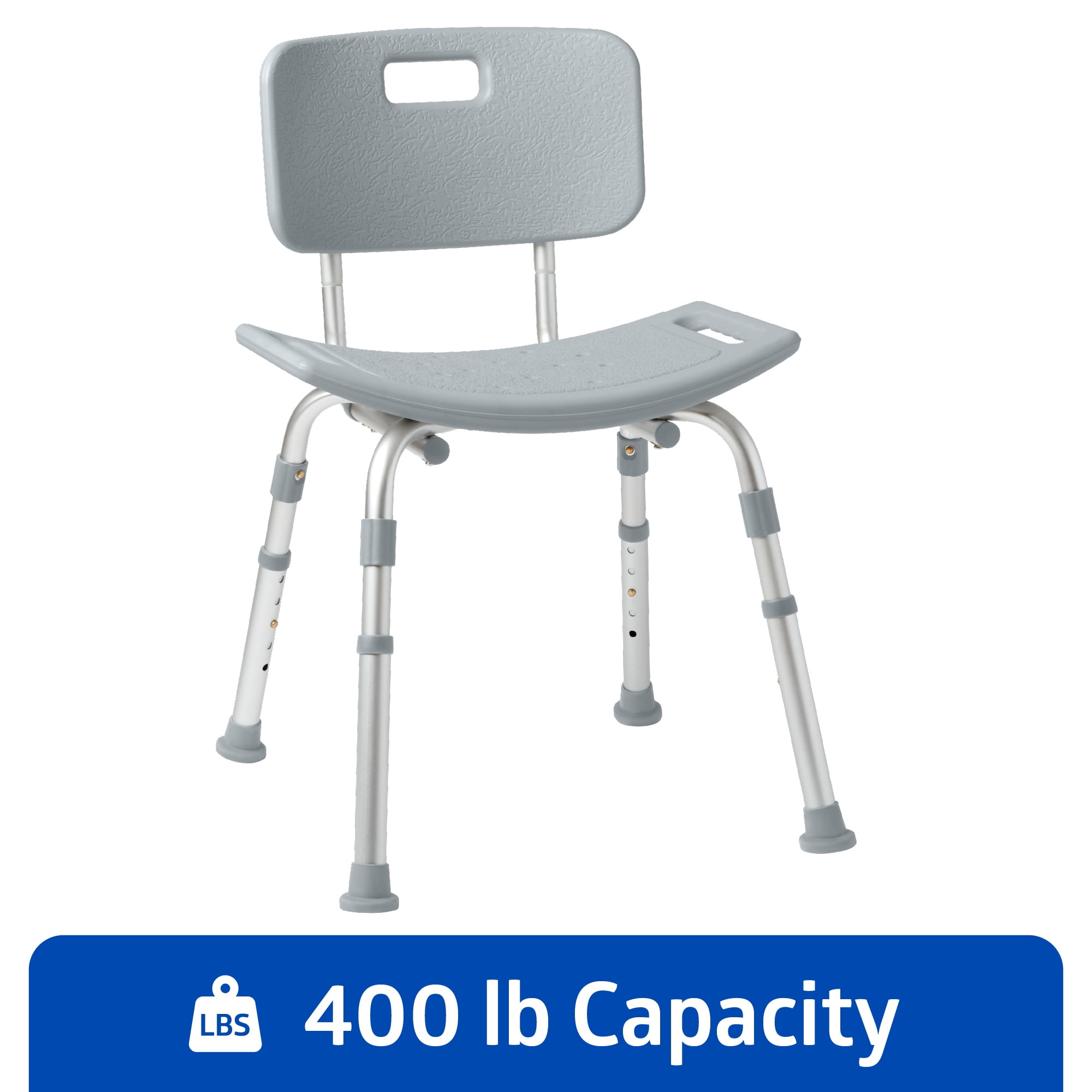 Medline Height Adjustable Bath  Shower Chair with Backrest, Grey, 400 lb Limit
