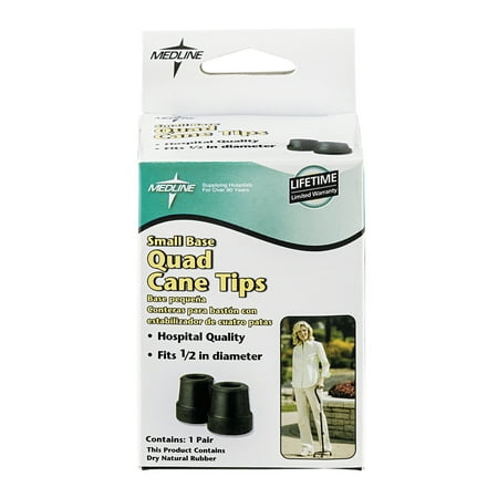 Medline Small Base Quad Cane Tips, 2 Count