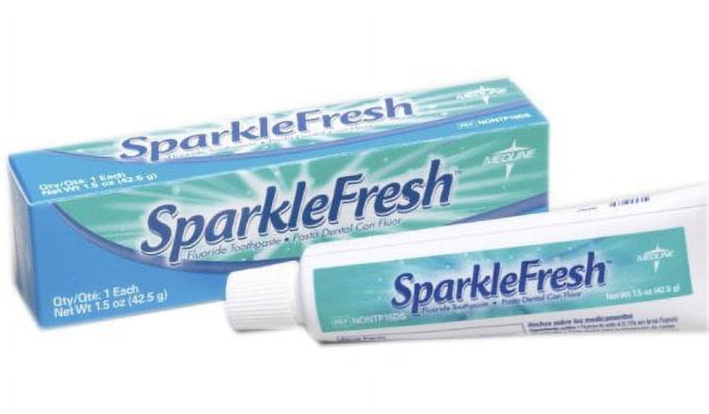 Medline Sparkle Fresh Toothpaste, Fluoride Protection, 1.5 oz., Dental Hygiene and Oral Care, Pack of 144