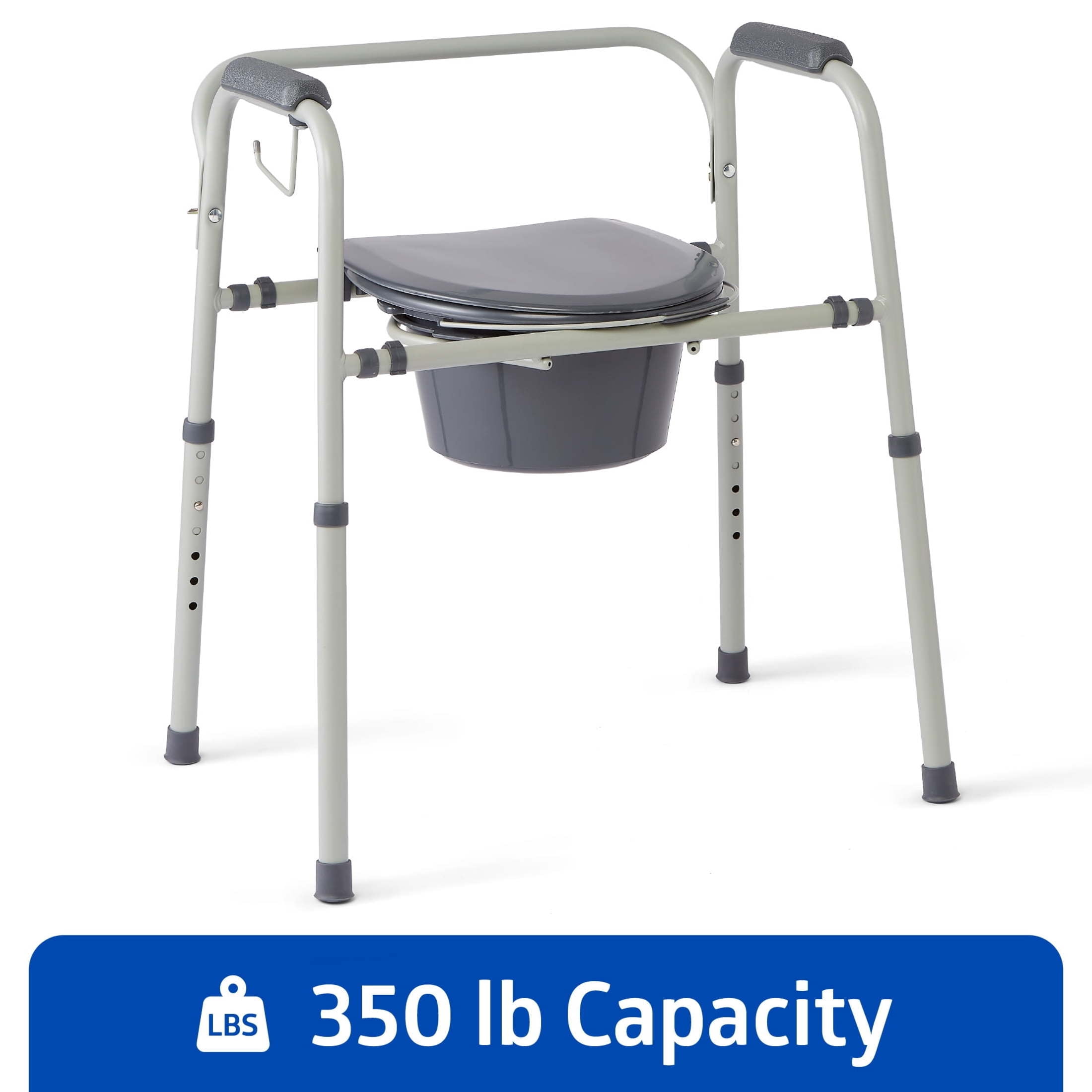Medline Steel 3-in-1 Bedside Toilet Commode with Microban®
