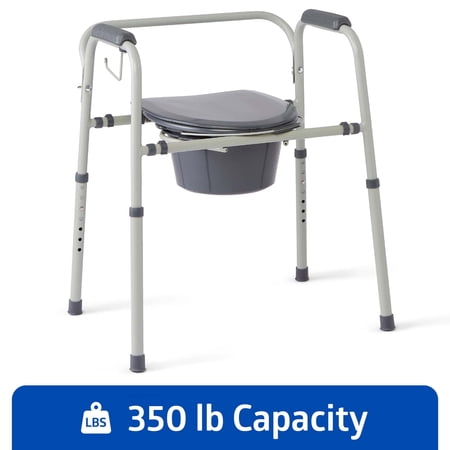 Medline Steel 3-in-1 Bedside Toilet Commode with Microban®