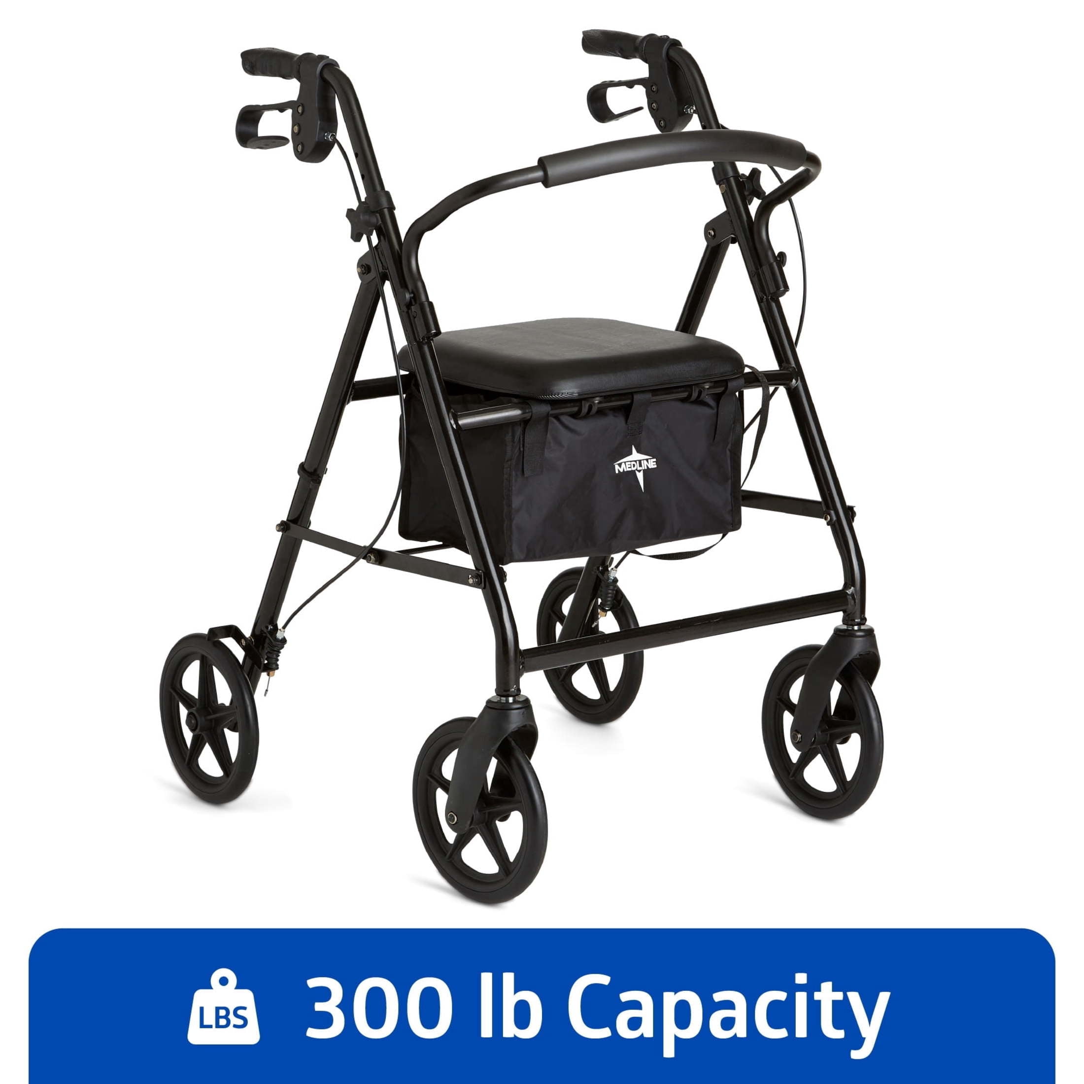 Medline Rollator Walker, Folding Rolling Walker, 8In Wheels, 300
