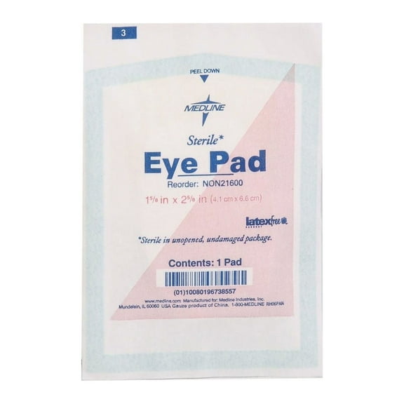 Medline Sterile Eye Pads, 4.1 cm x 6.6 cm, 1
