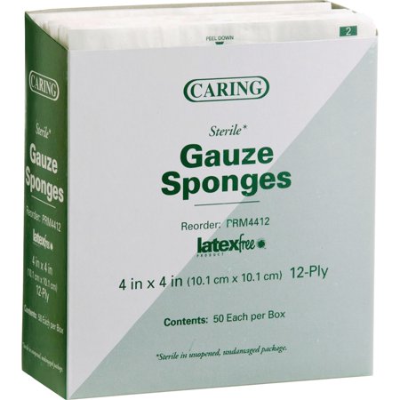 Medline Sterile Gauze Sponges - 12 Ply - 4" x 4" - 50/Box - White | Bundle of 5