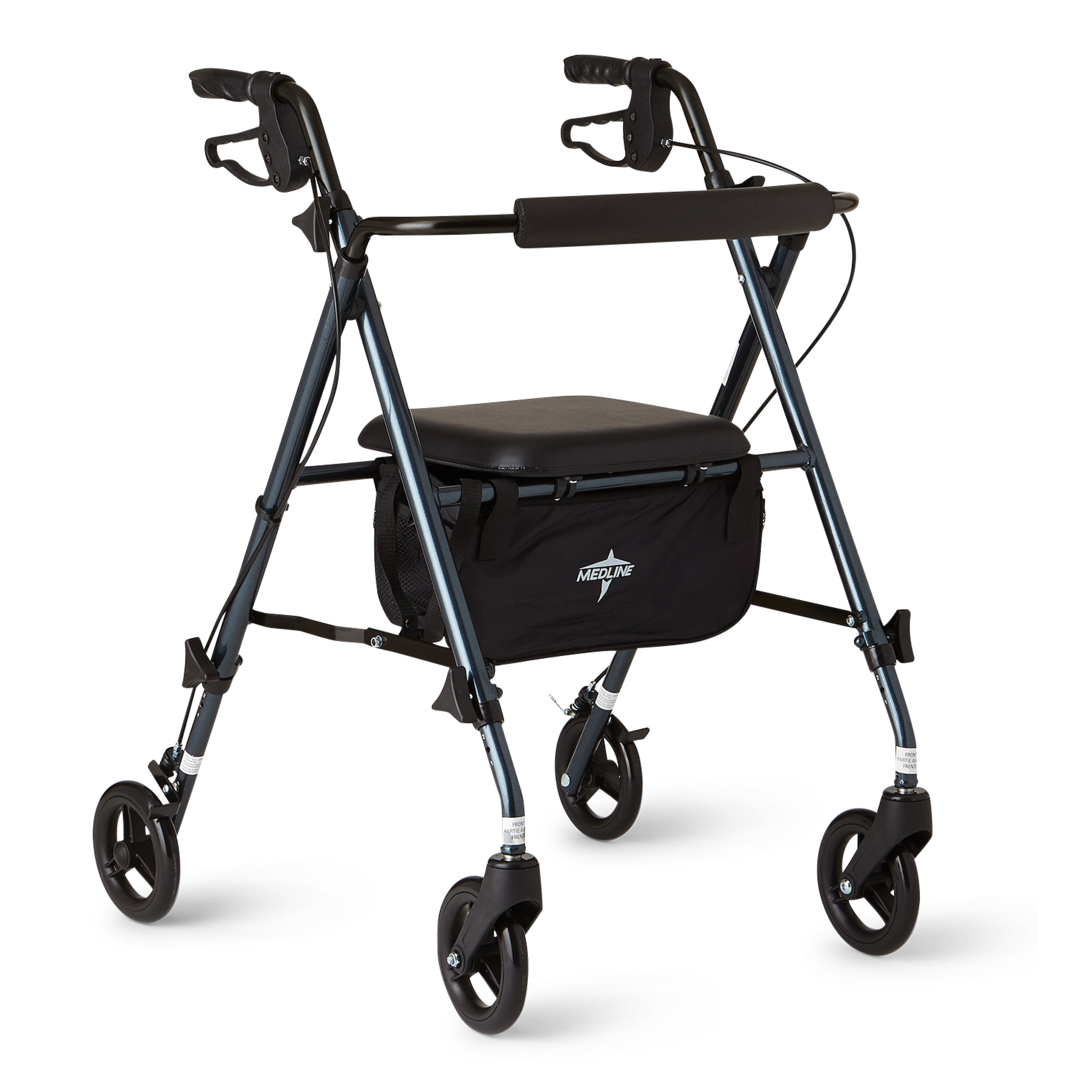 Medline Superlight Folding Aluminum Mobility Rollator Walker, Smoky