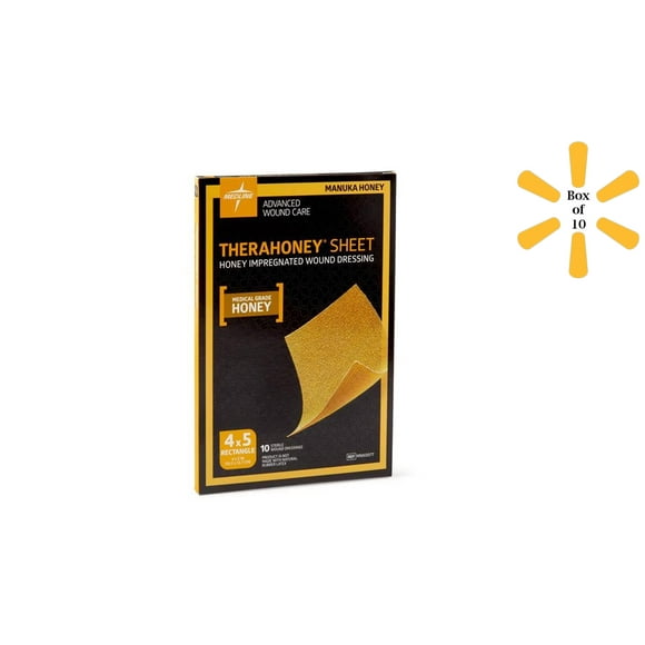 Medline TheraHoney Honey Wound Dressing Sheet, 4" x 5" Box of 10- MNK0077