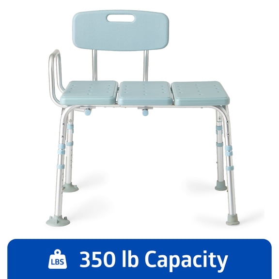 Medline Shower and Bathtub Chair Transfer Bench with Microban, 350lb. Weight Capacity, Blue