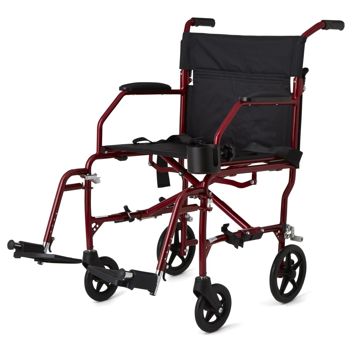 Equate Folding Transport Wheelchair with 19 inch Seat and Foot Rests