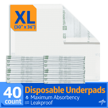 Medline Ultrasorbs AP 30"x 36", Disposable Underpads, Maximum Absorbency, 40 Count