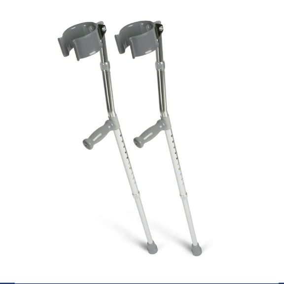 Medline Lightweight Aluminum Walking Forearm Crutches, 1 Pair, Adjustable Height 5' to 6' 2", Supports up to 250 lbs