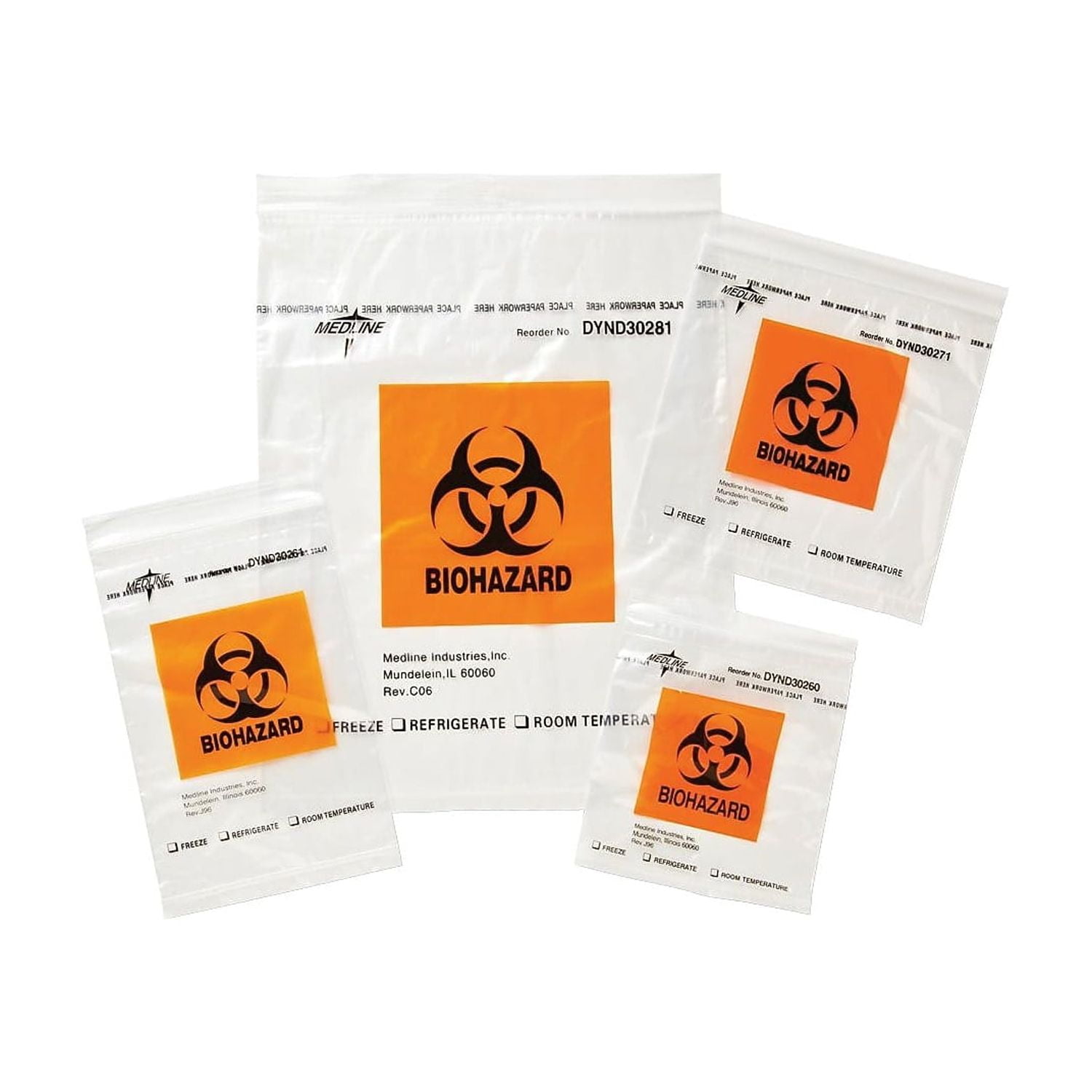 Medline Zip-Style Biohazard Specimen Bags 9