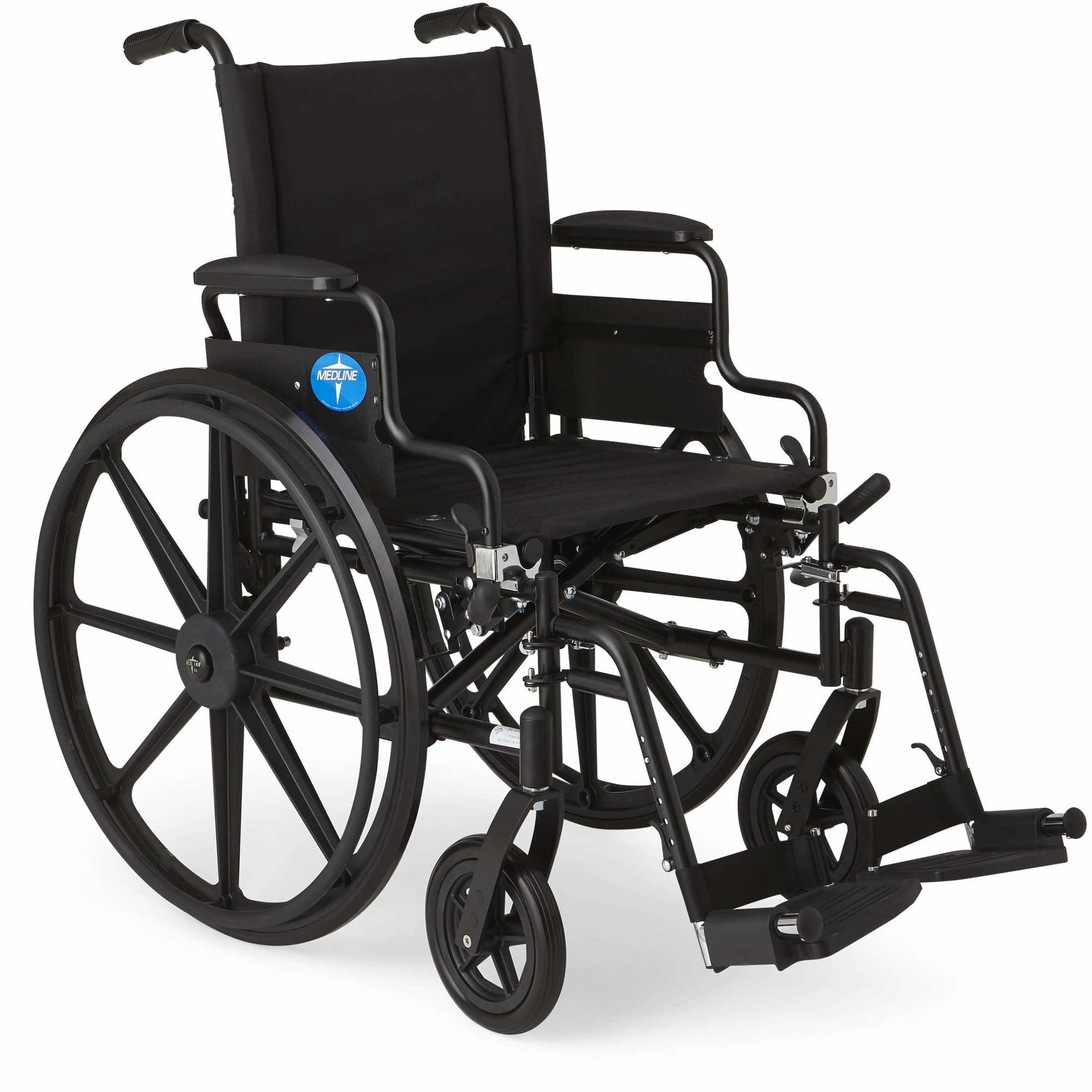 Medline Premium Ultra-Light Weight Wheelchair, Removable Flip-Back Arms, Swing Away Footrests, 300 Weight Capacity, Black
