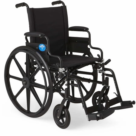 Medline Premium Ultra-Light Weight Wheelchair, Removable Flip-Back Arms, Swing Away Footrests, 300 Weight Capacity, Black