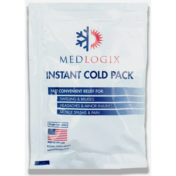 Medlogix Instant Cold Packs | Made in USA | 16 Pack 6"x9" | Disposable Ice Cold Compress
