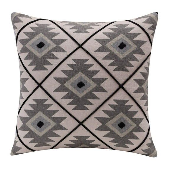 LR Home Sedona Cotton Poly Filled Pillow in Gray/Black, 20" x 20"