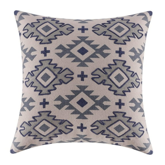LR Home Sedona Cotton Poly Filled Pillow in Blue/Gray, 20" x 20"
