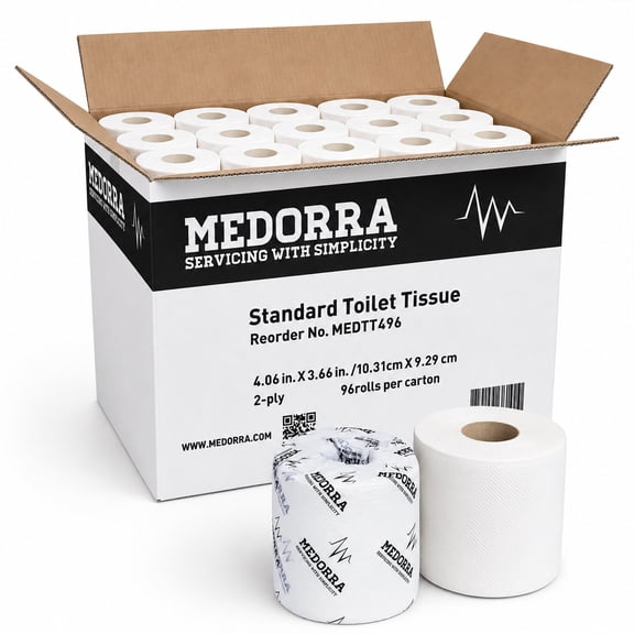 Medorra 2-Ply Toilet Paper, 96 Rolls, 400 Sheets per Roll, White
