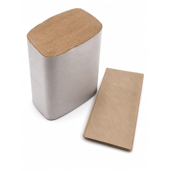 Medorra Universal Natural Singlefold Paper Towels, 1-Ply Recycled Kraft, 9.05" x 9.45", 32 GSM, 250 Sheets/Pack, 16 Packs/Carton, 4000 Sheets Total