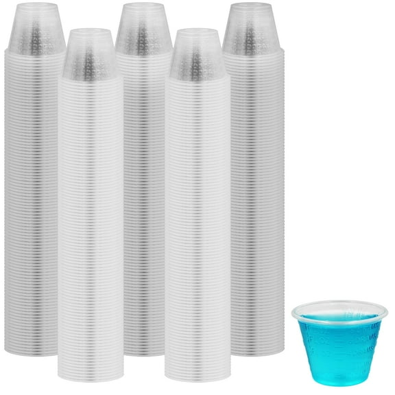 Med Pride Graduated Plastic Measuring Cup, 1oz Pack of 500 Disposable Medicine Cups, Clear Marked Cups for Dosage