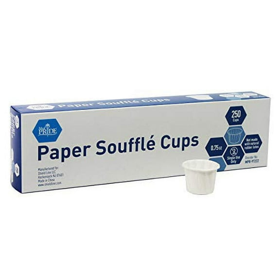 Med Pride 250 Pack Disposable Paper Medicine Cups, 0.75 Oz Souffle Portion Cup, Plastic Measuring Cup