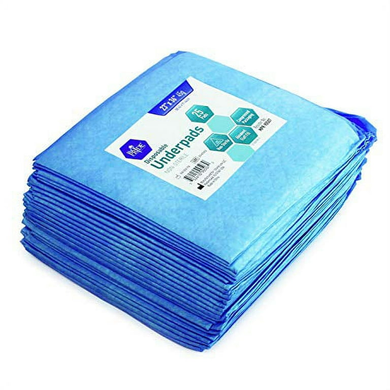 Medpride Disposable Underpads 23'' x 36'' (25-Count) Incontinence Pads, Chux, Bed Covers, Puppy Training | Thick, Super Absorbent Protection for
