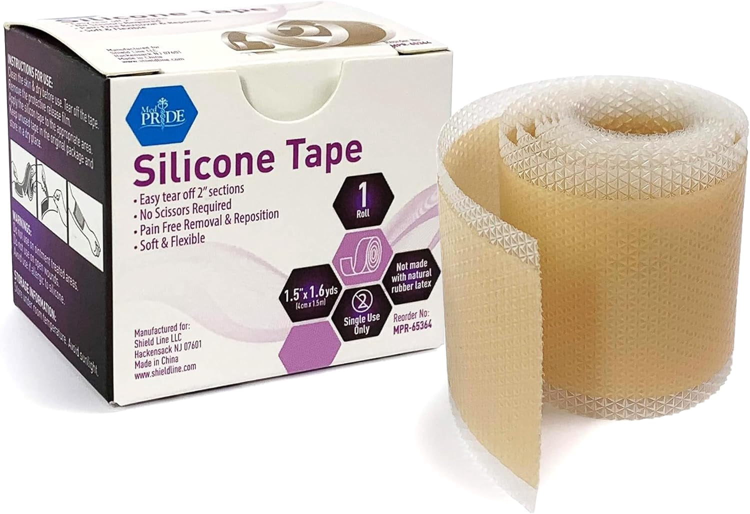 Med Pride Medical-Grade Silicone Bandages 1.5" x 1.6 Yards, Waterproof Skin  Tape for Scar & Wound Care - Walmart.com